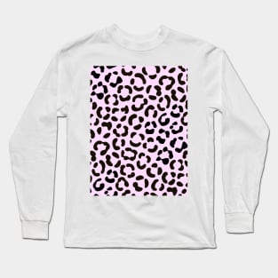 Trendy Black and Pink Leopard Effect Pattern Long Sleeve T-Shirt